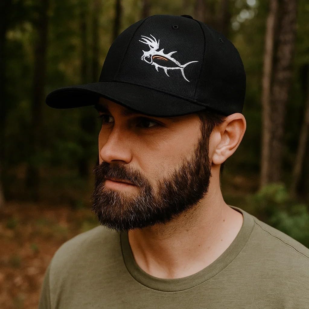 Buck-Eye LP Classic Fitted Premium Hat – Black Baseball Cap with Embroidered Logo | Structured Stretch-Fit Hat for Men & Women (Small)