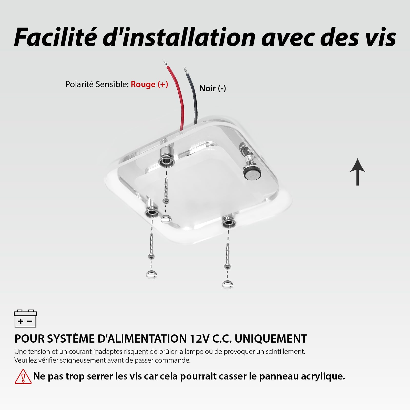 Dream Lighting Éclairage LED 12V pour Camping Car, 9X9CM 1,8W Lumière Chaude 3000K, Lampe 12v avec Interrupteur pour Camping Car RV Bateau Fourgon Aménagé Design en Acrylique