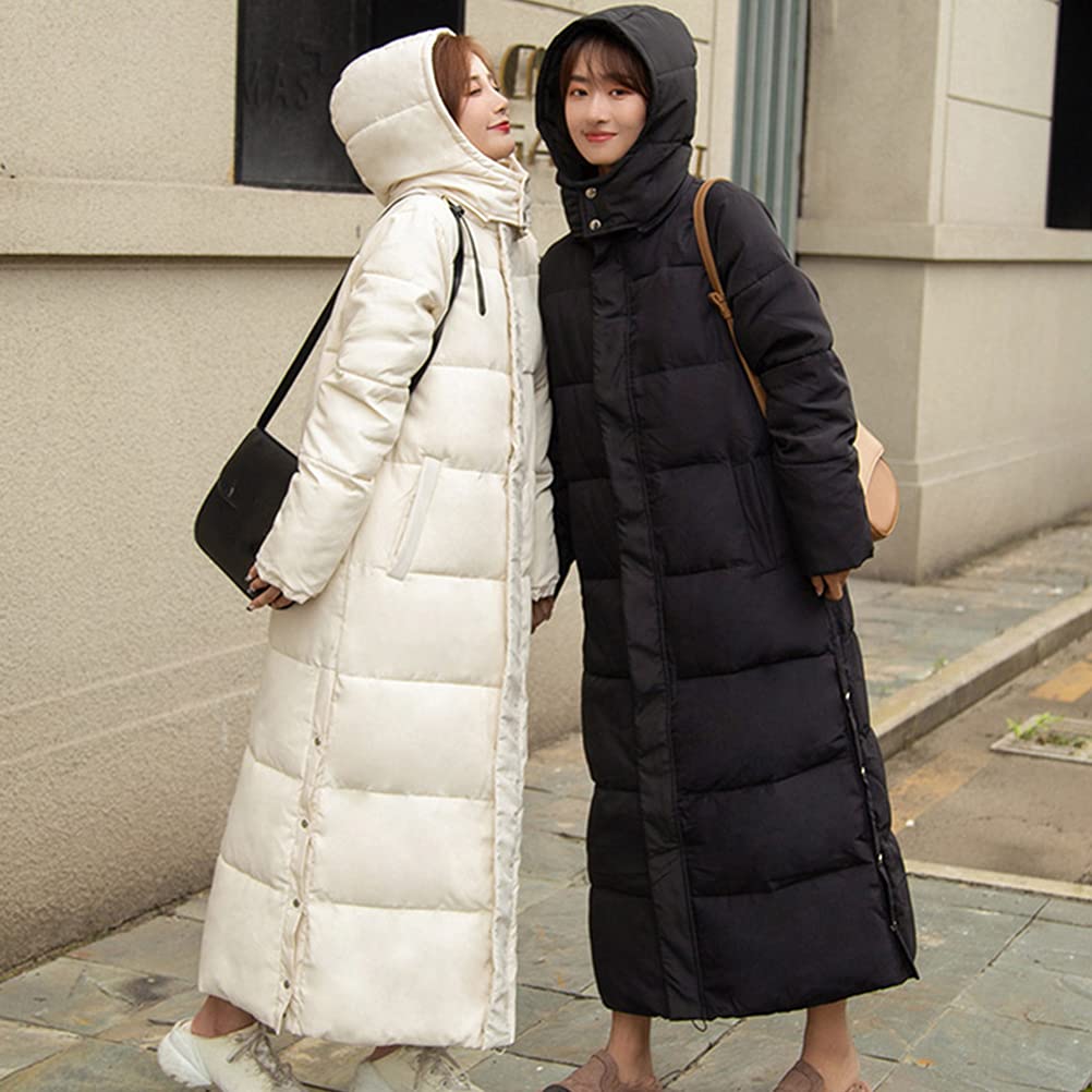 Minetom Damen Daunenjacke Lang Mantel Daunenmantel Steppmantel Wintermantel Mit Kapuze Winter Warm Parka Winddicht Jacke Steppjacke Trenchcoat Übergröße