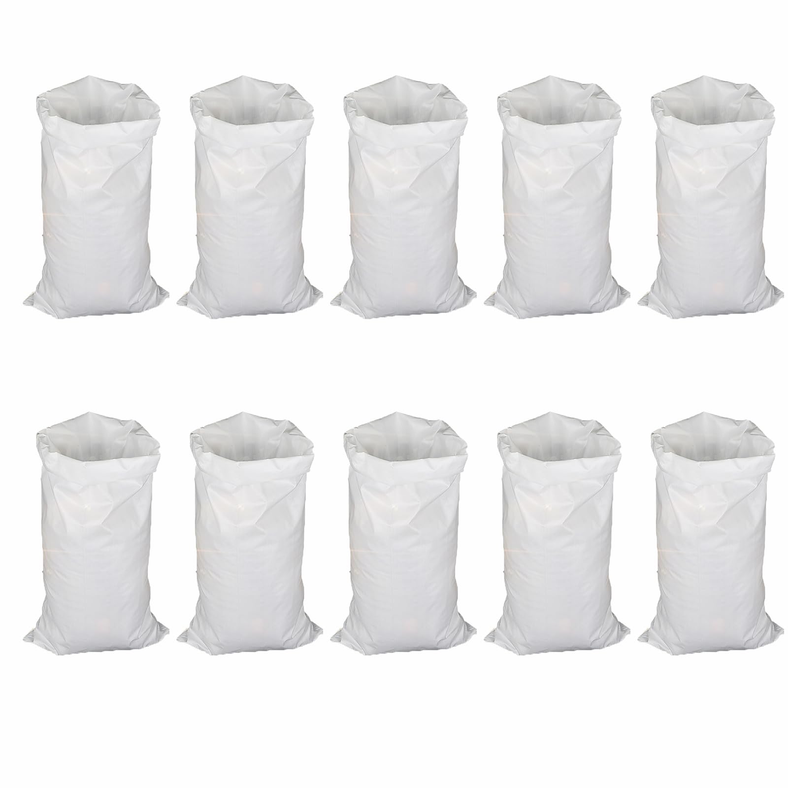 BIAOO Woven Gravel Bags, Heavy-Duty Polypropylene, White, 50x80 cm, for Construction and Garden Waste (10pcs)