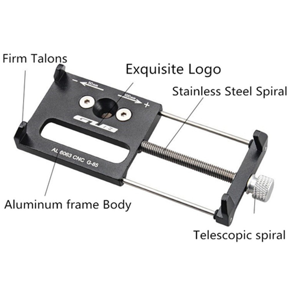 Supporto Per Telefono GUB Plus6 In Lega Di Alluminio Per Bici/Moto – Rotazione 360°, Antifurto, Presa A Spirale – Nero