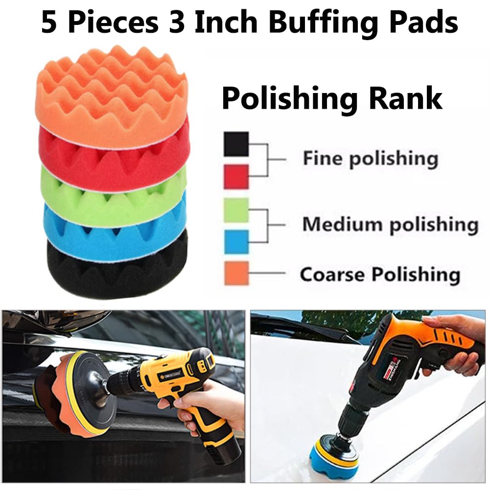 SPTA Drill polishing kit, 11Pcs 3-Inch Buffing Polishing Pads, Car Foam Drill Buffing Pad, Polishing Pads Kit, Car Buffer Polisher Kit Drill Buffing K for Sale in Upland, CA