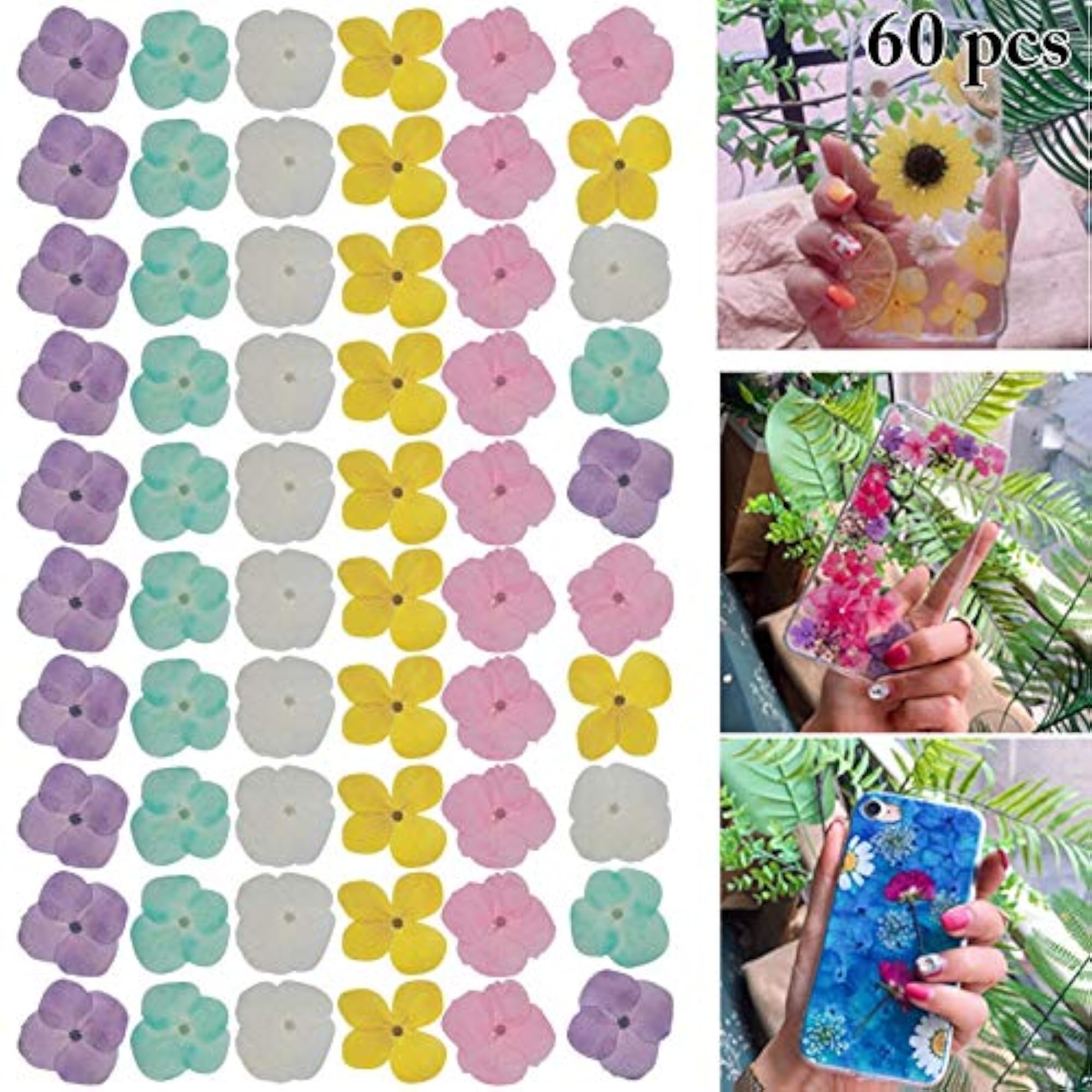 60PCS Pressed Hydrangea Flowers for Scrapbooking
