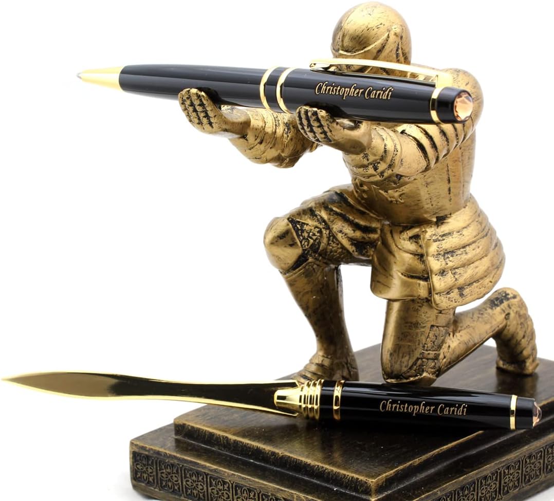 Custom Engraved Executive Pen Gift Set – Personalized Brass Ballpoint Pen with Matching Paper Tool – Elegant Gift Box (Black) - Image 2