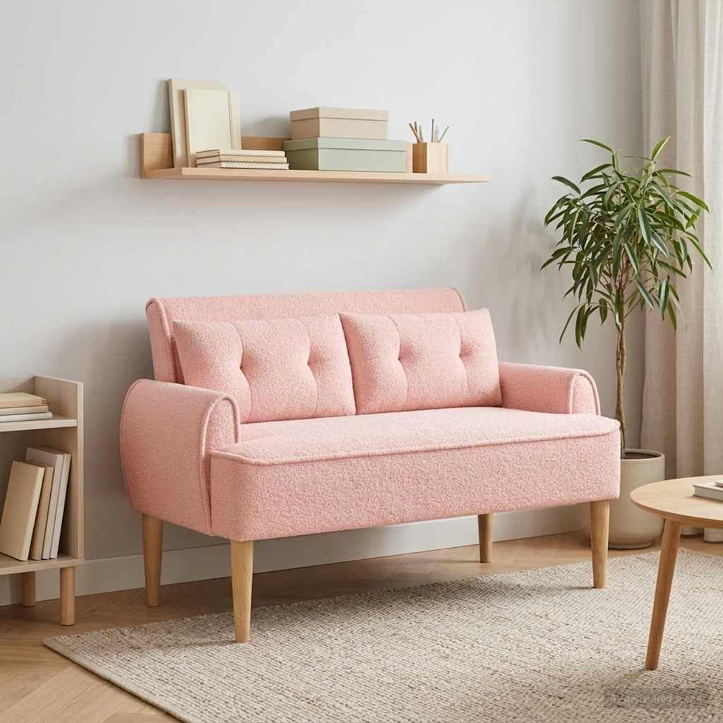 vidaXL Zweisitzer mit Knopfheftung Rosa 117 x 67 x 77 cm Bouclé