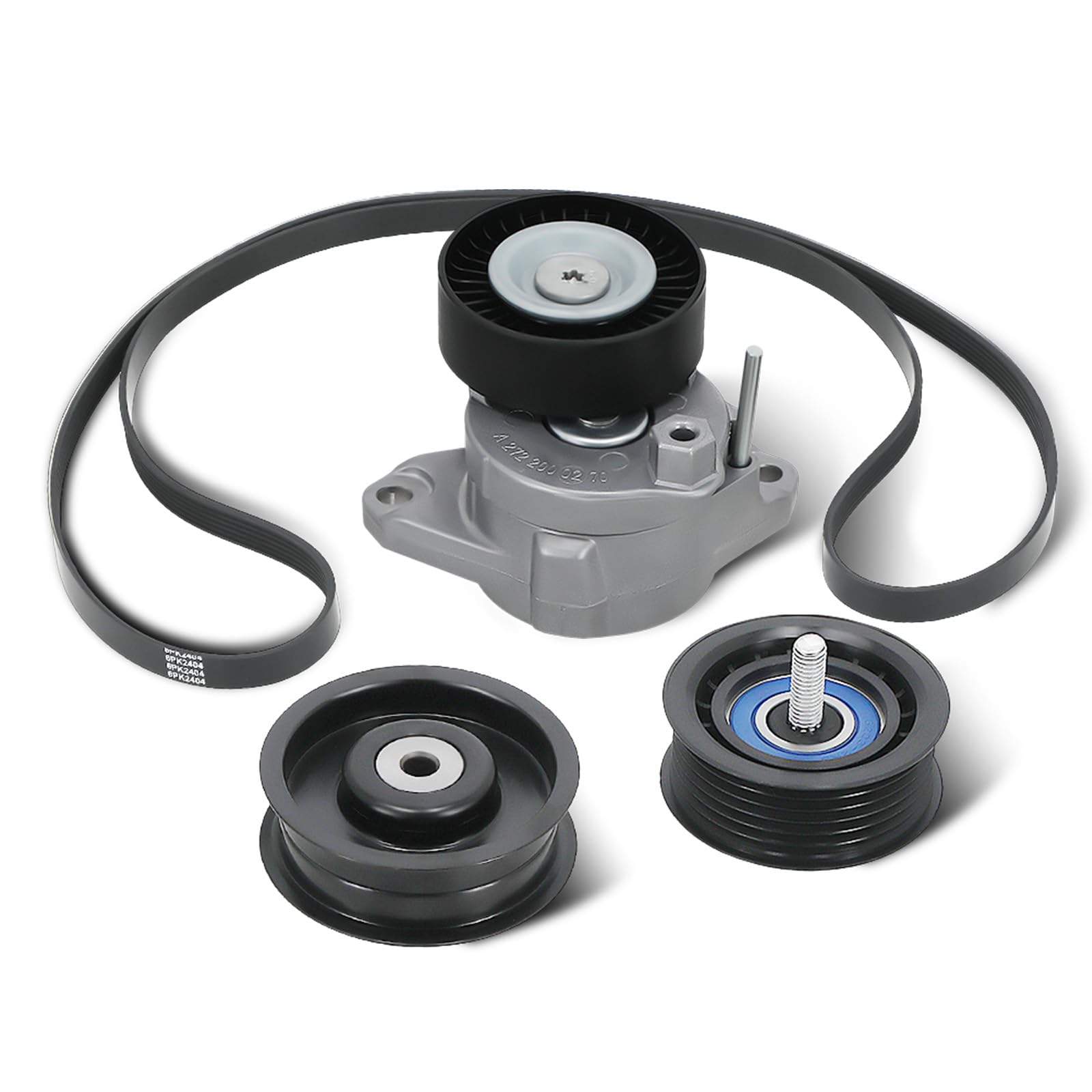 maXpeedingrods Engine Drive Belt Tensioner Idler Pulley V-Ribbed Serpentine Belt Kit Compatible with Mercedes-Benz E350 E550 C300 C350 C280 C230 ML350 2006-11 2722021419 2722000270 2722021019 6pk2404