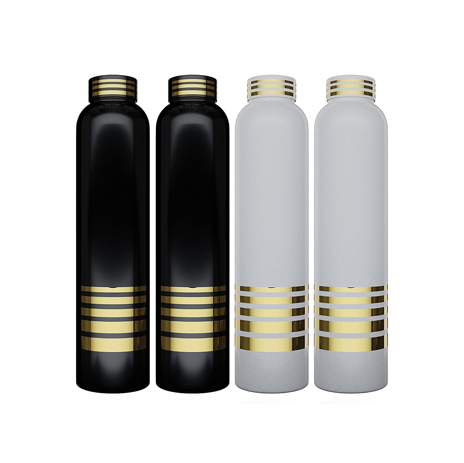 ZEN STORE Black & White Golden lining Water Bottle for Fridge, for Home Office Gym School Boy, Unbreakable 1L plastic water Bottle (MULTI COLOR) (1)