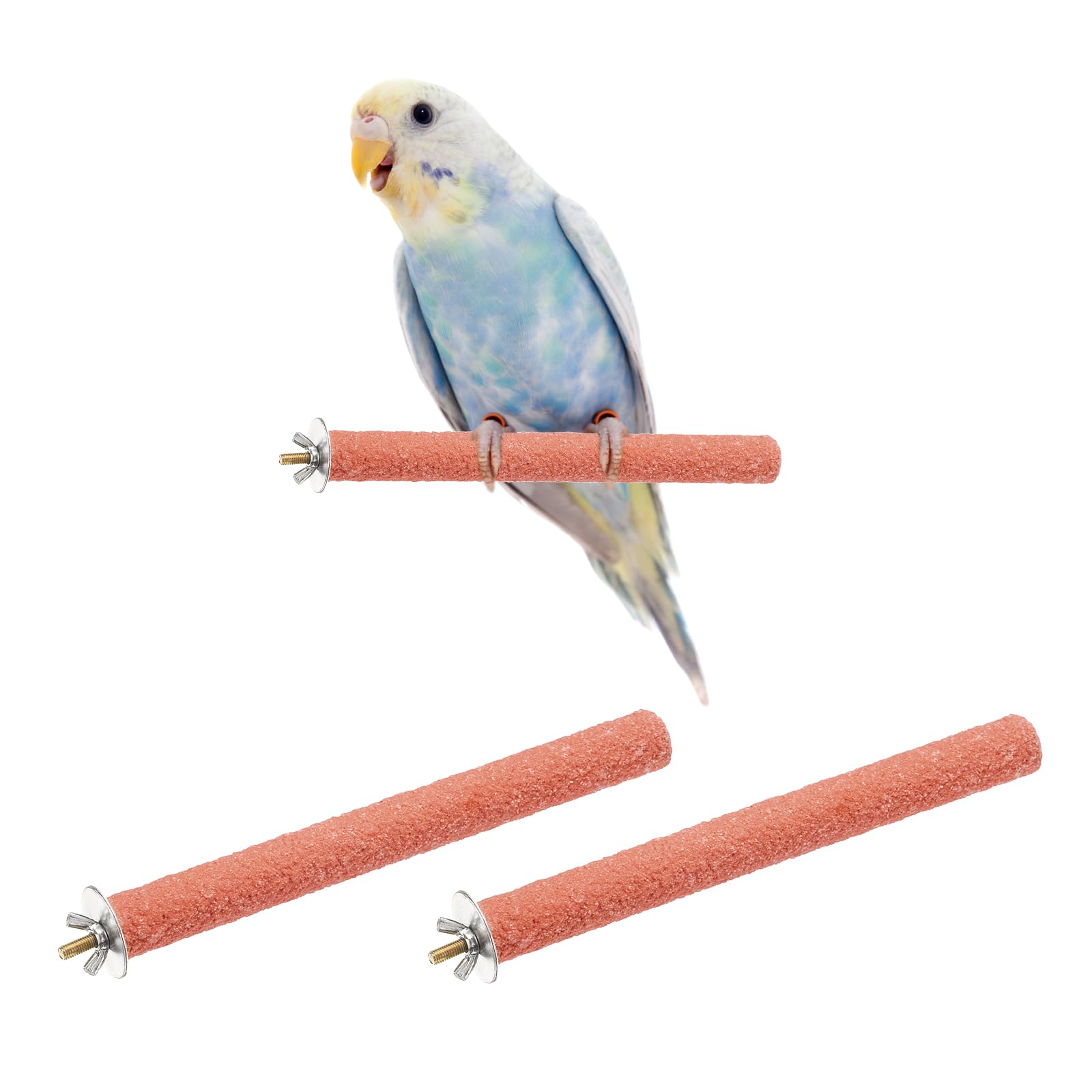 sourcing map Bird Perch Stand, Colorful Parrot Perch Paw Grinding Stick, Wood Rough-surfaced Perches 20 x 2 Cm, (Orange, 2 Pcs), Intended for Home/Animal Parks/Pet Stores