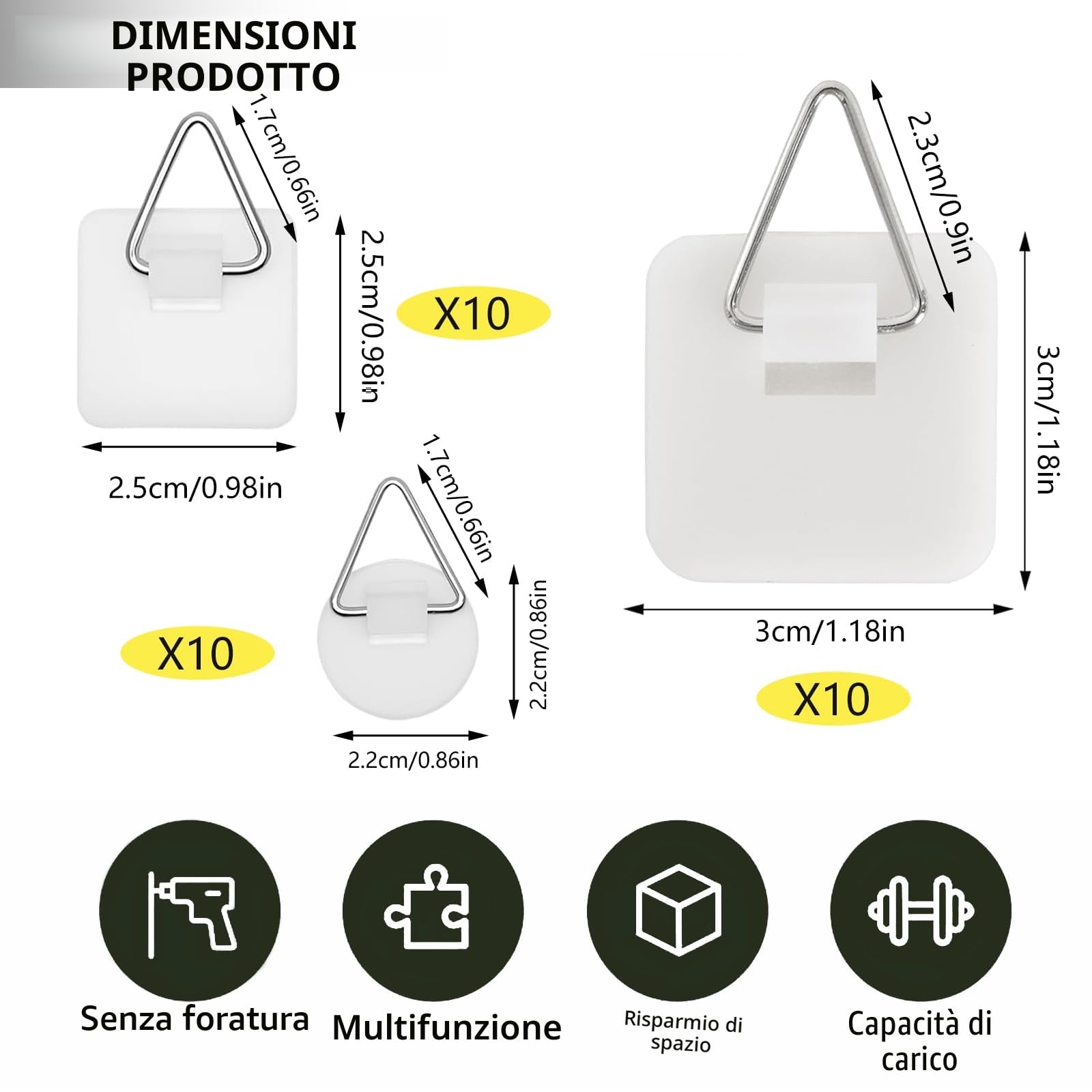 Adesivo Appendi Quadro 30 Pezzi Ganci Adesivi per Quadri Muro Appendere Senza Chiodi