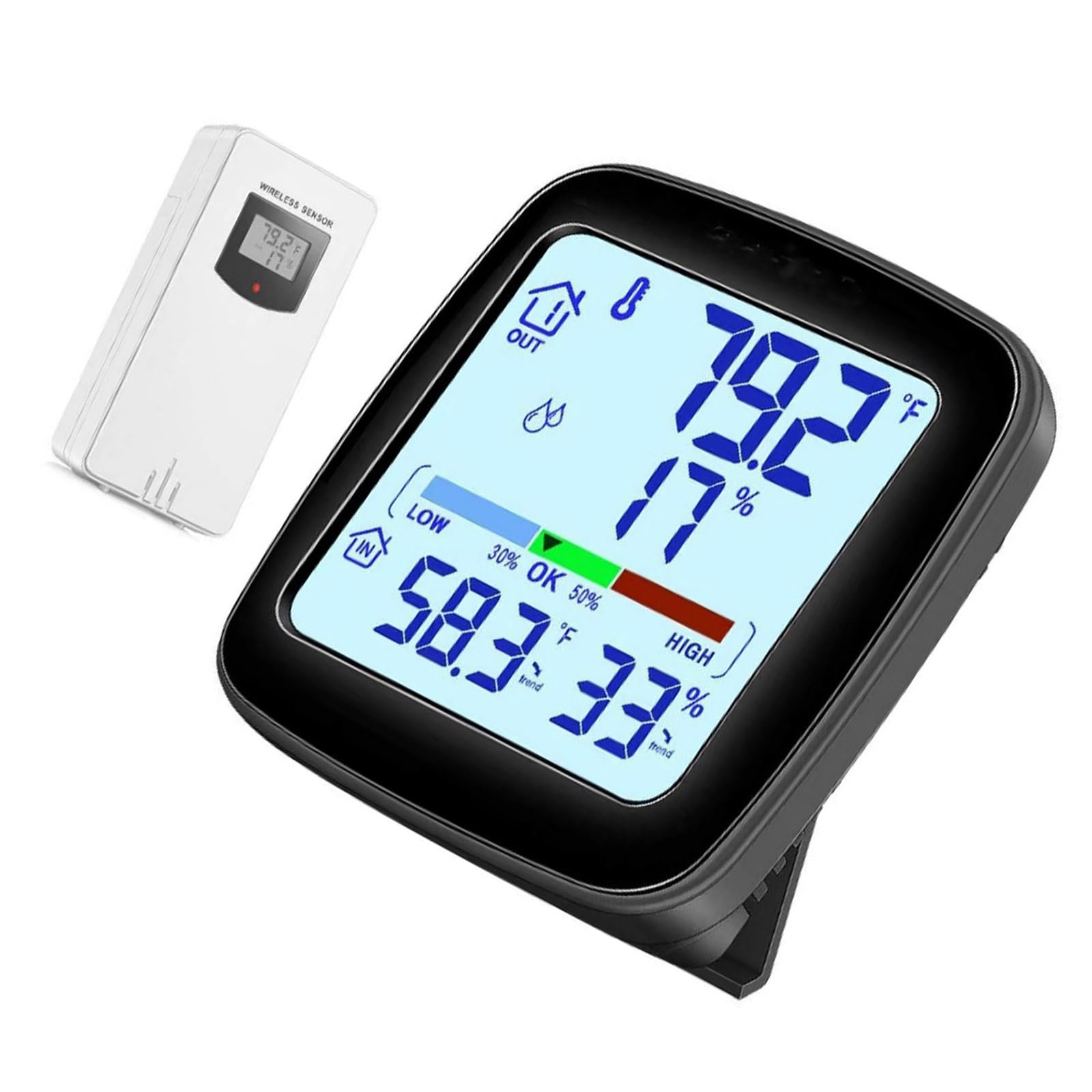 Digitaler ABS Feuchtigkeits Thermograph mit klarer Innenanzeige und energieeffizientem Digital Hygrometer für Badeanzüge