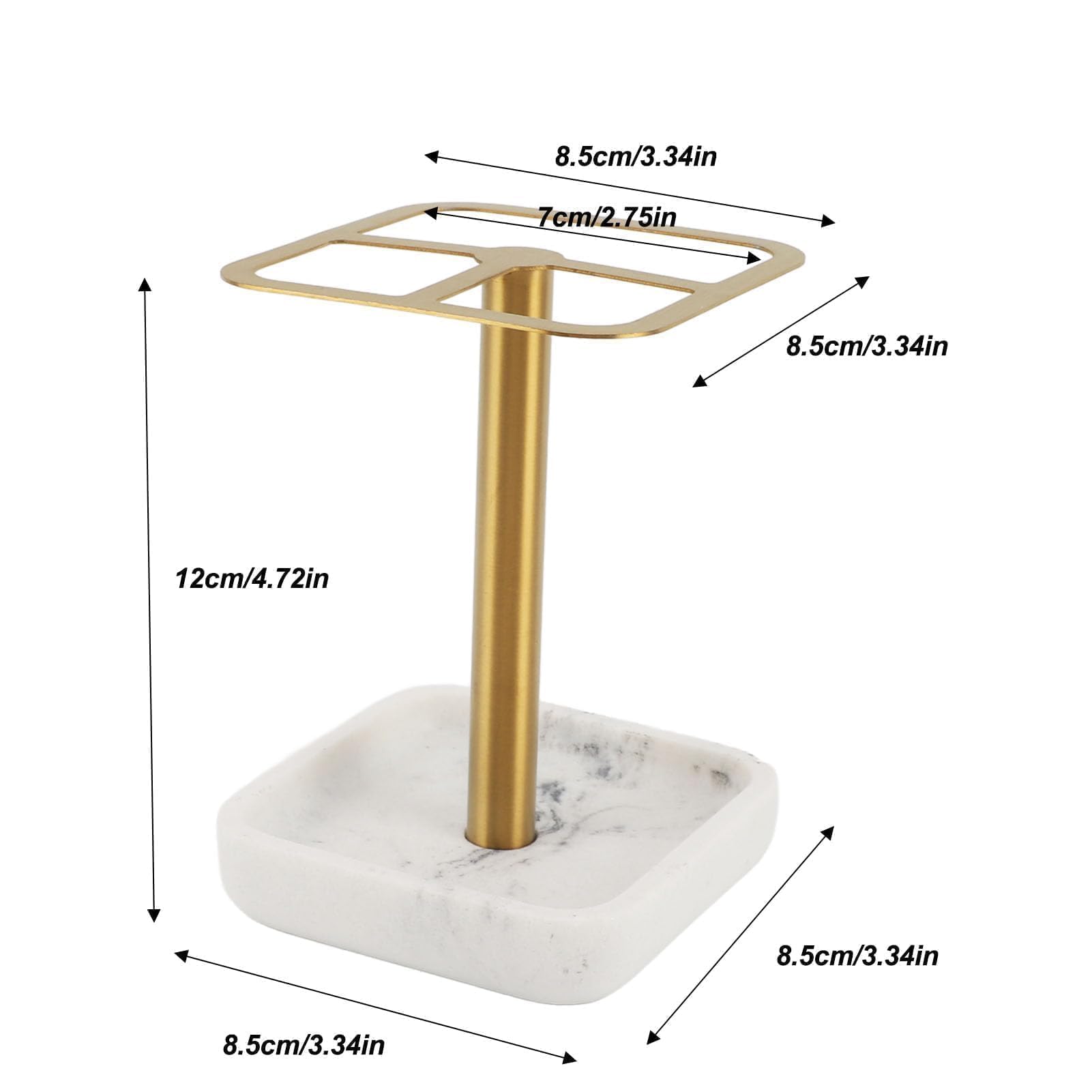 Support de Brosse à Dents 2 pièces, Support de Rangement de Dentifrice en Acier Inoxydable 304, Support de Brosse à Dents Multifonctionnel, 3 emplacements, Organisateur de (Gold)