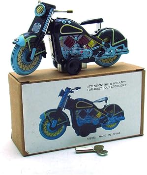Charmgle Retro Wind-Up Adult Collection Toy, Motorcycle Toy Photography Props, Spring Tin Toys Decoration Black