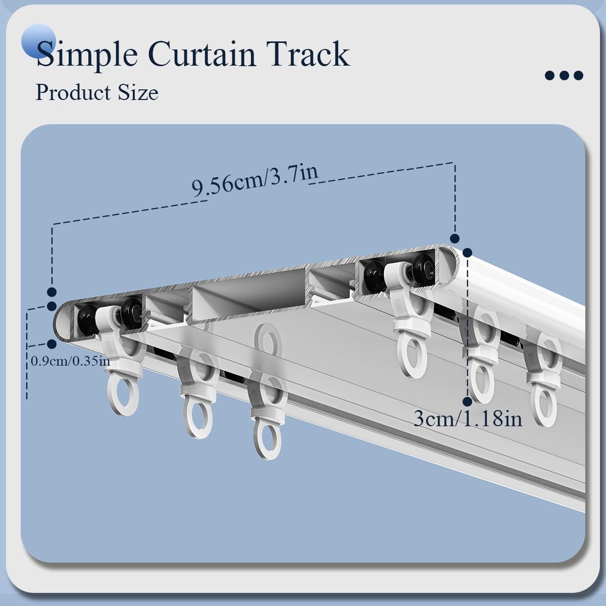 Ceiling Curtain Double Track Set, 9.0mm Ultra-Thin Conjoined Double Track Rails, 70-600cm/2.3-19.6ft Aluminium Curtain Track for Window(95cm/3.1ft)