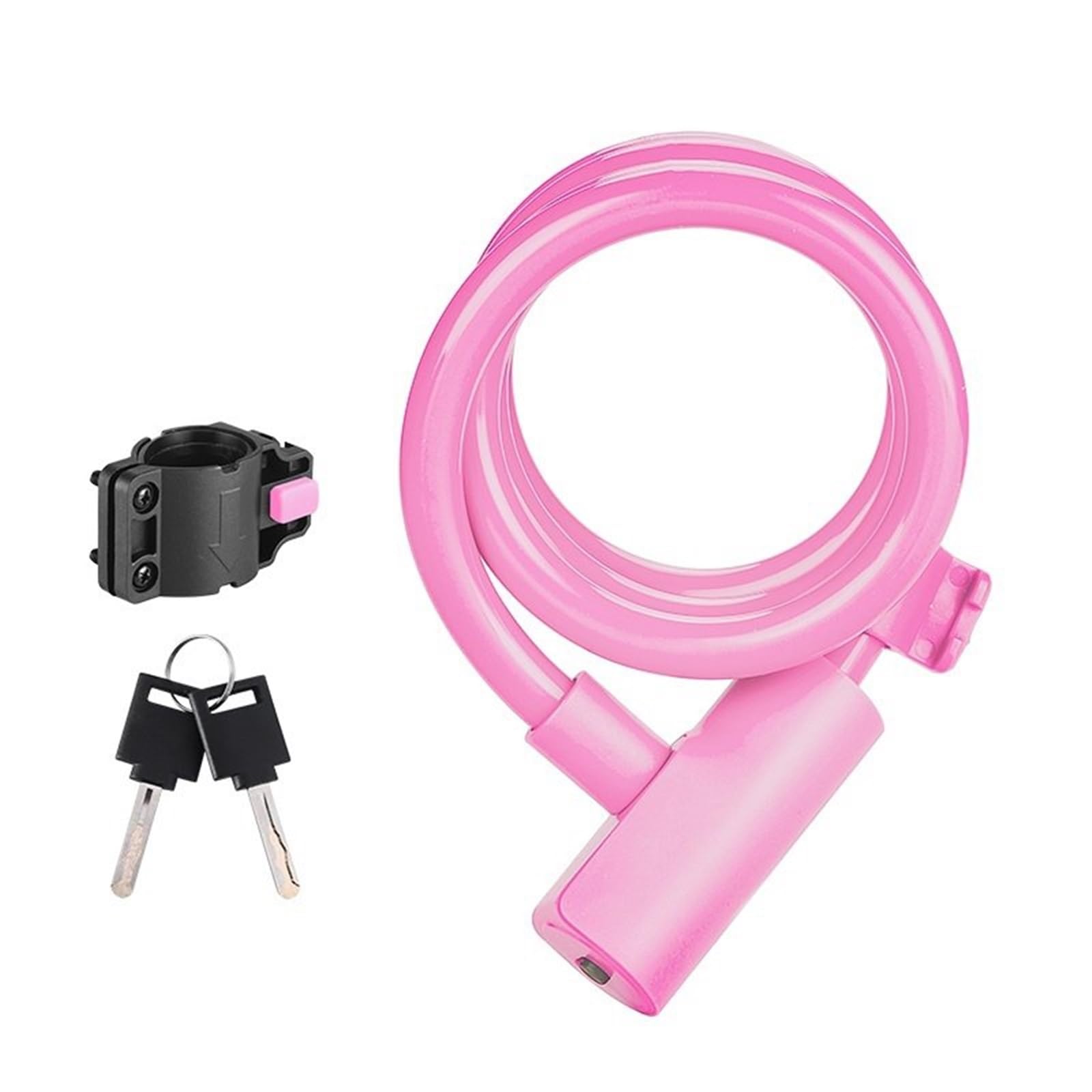 Alxyutek 1.15M Pink Security Lock Anti-Theft Cable Bike Lock Mtb Road Motorcycle Bicycle Locker 110Cm Length With Mount Brake Throttle Lock