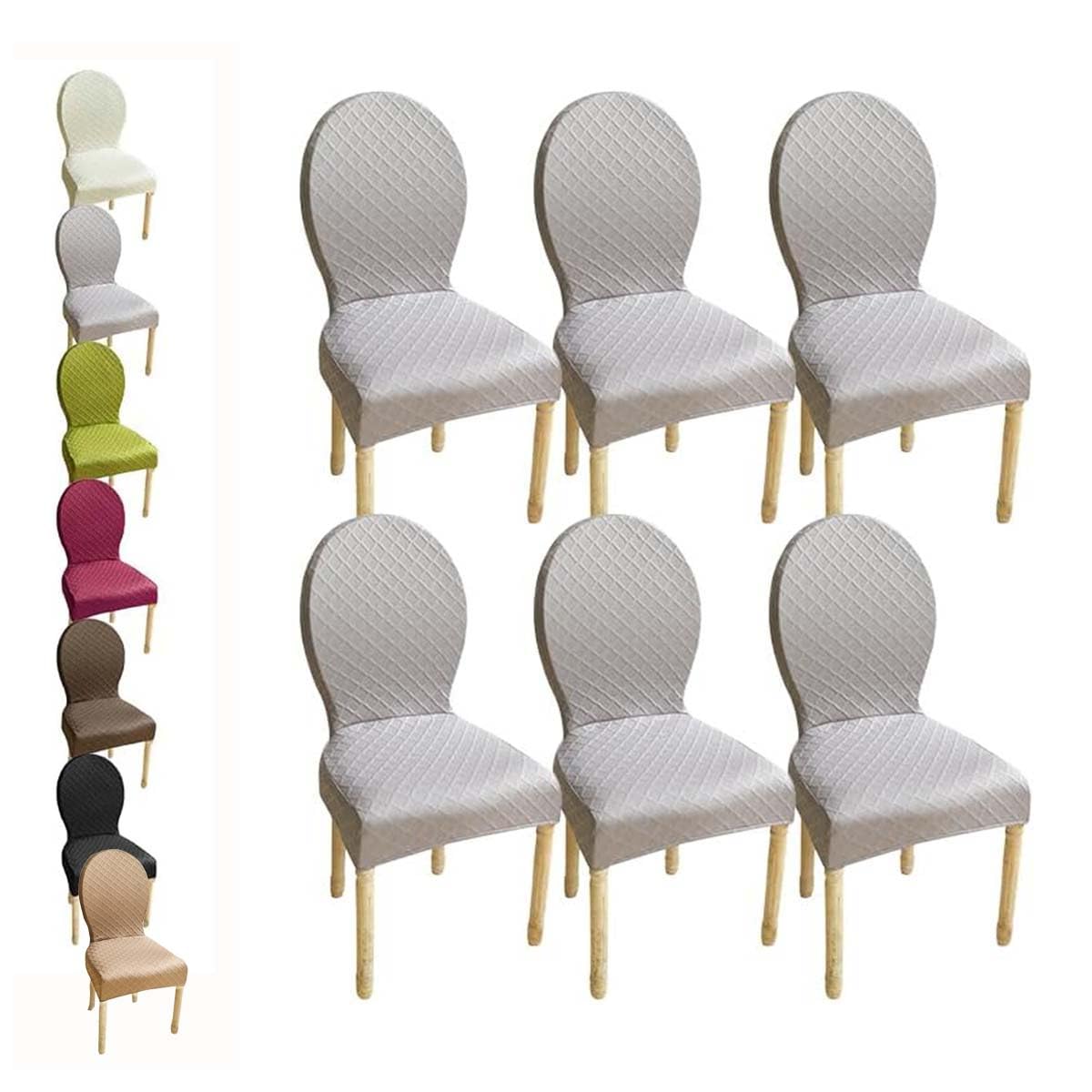 Fundas elásticas para sillas de comedor no universales que protegen madera ovalada