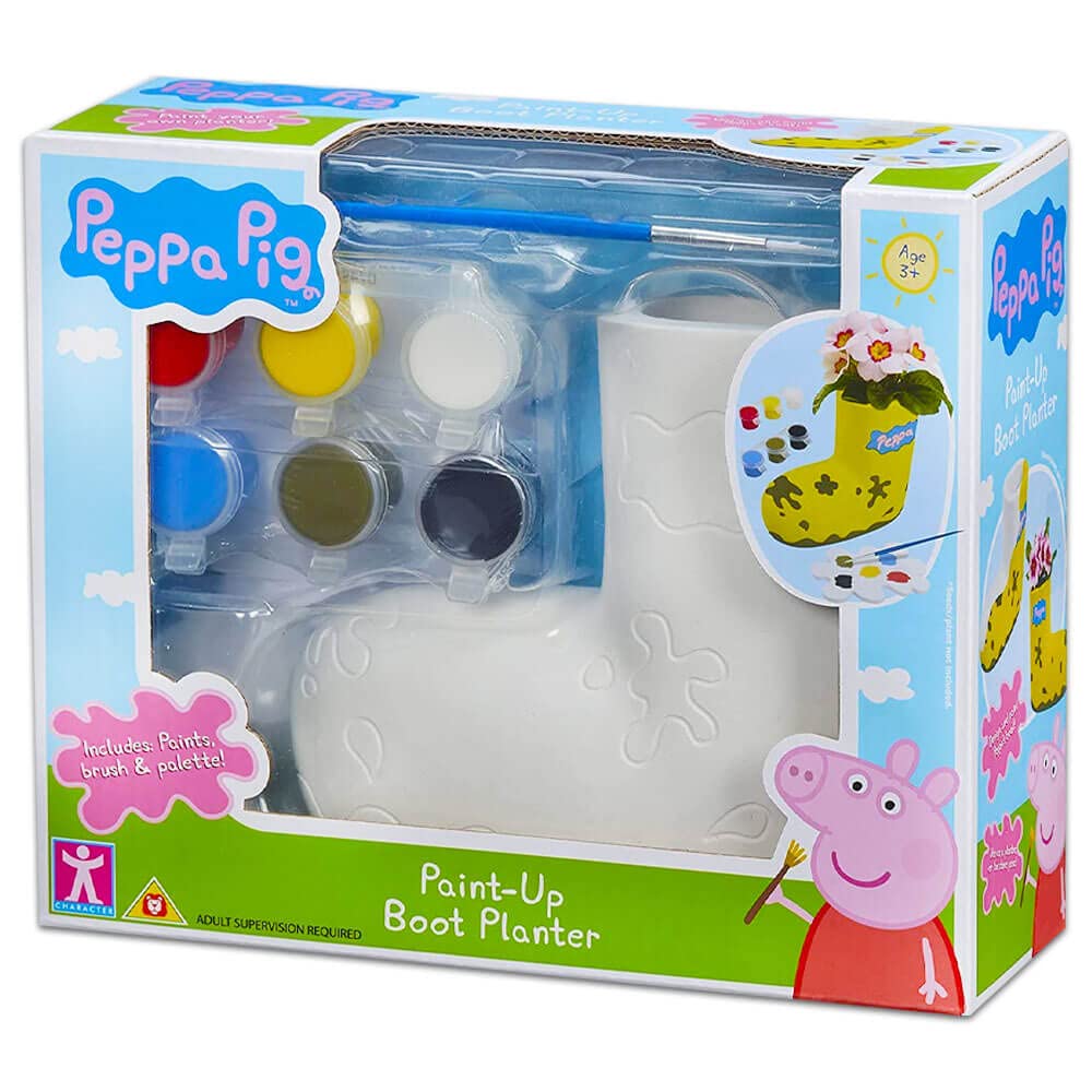 Peppa Pig Paint Up Boot Planter, preschool creative toy, paint up plaster peppa pig boot, gift for 3-5 year old