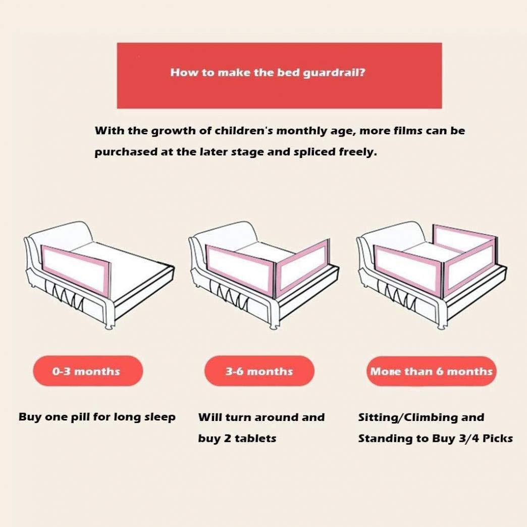 Barandilla de Cama con Estampado de Conejo para niños pequeños, Sistema de Seguridad con Anclaje extendido, protección anticaídas, 150 cm