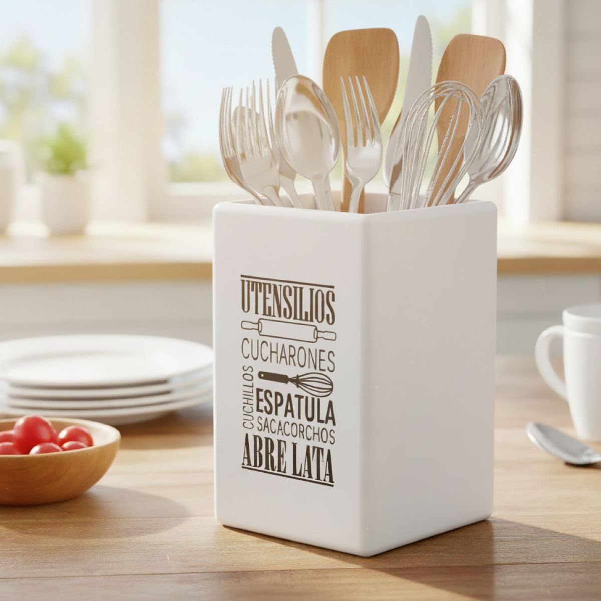 Cutlery Caddy Rack Holder, Kitchen Utensils Crock Organiser, Fork Spoon Knifes, Tidy Kitchen Accessory for Home