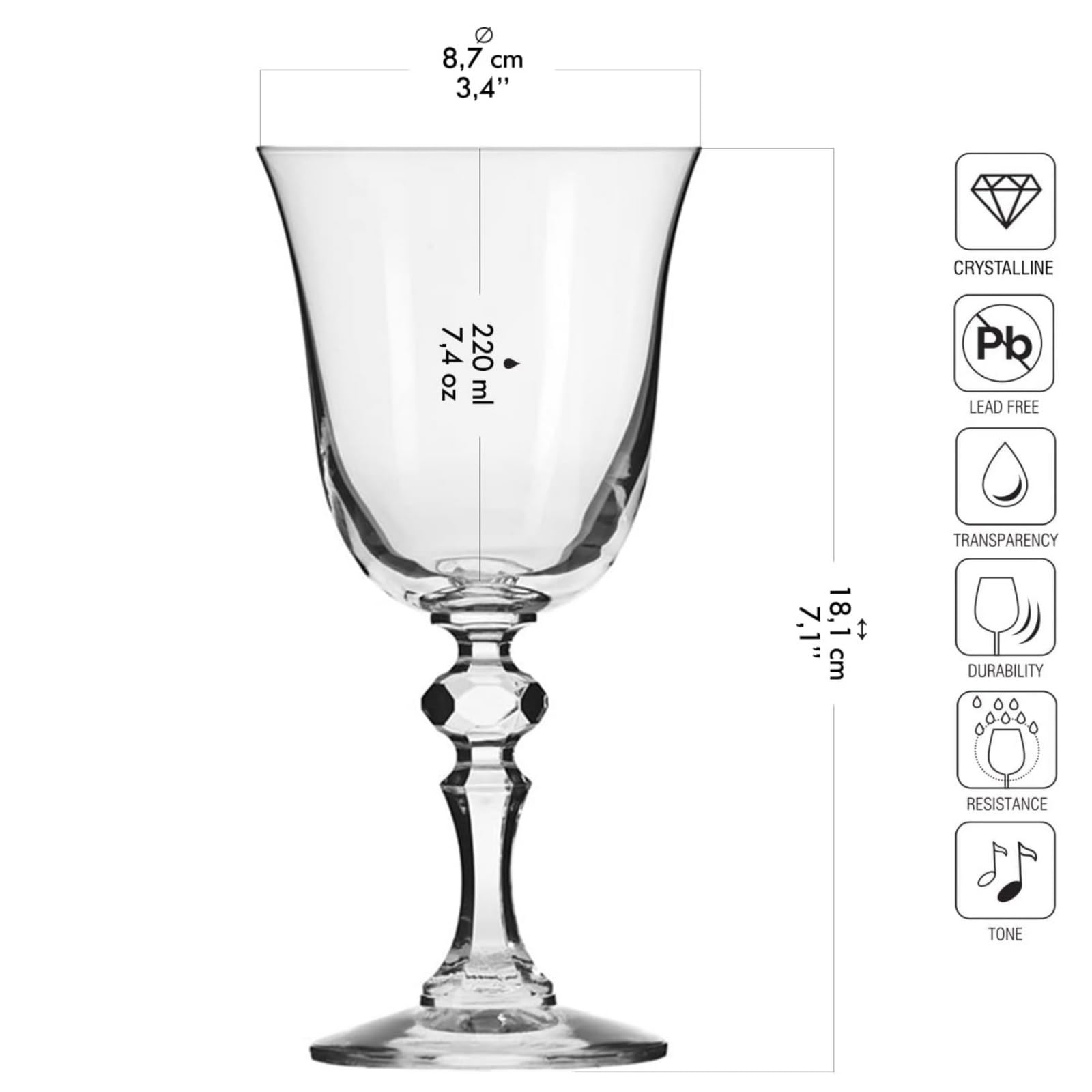 Krosno Petite Verre à Vin Rouge | Lot 6 Verres | 220 ml | Krista Collection | Parfait la Maison, Les Restaurants, Les Fêtes | Lavable au Lave-vaisselle