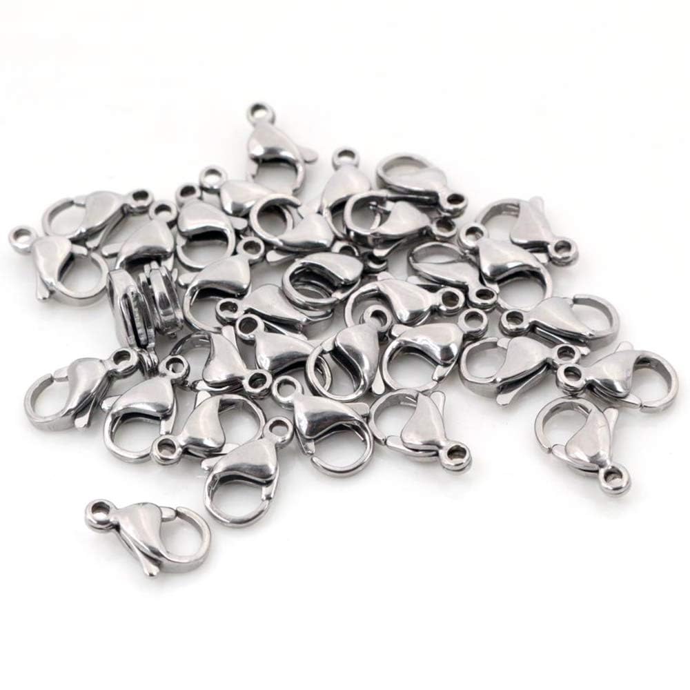 CENPEK 100 PCS 12mm Jewellery Clasps Lobster Clasp Key Split Clips Keychain Hooks for Jewellery Making Accessory DIY Crafts Suppliers(Silver)