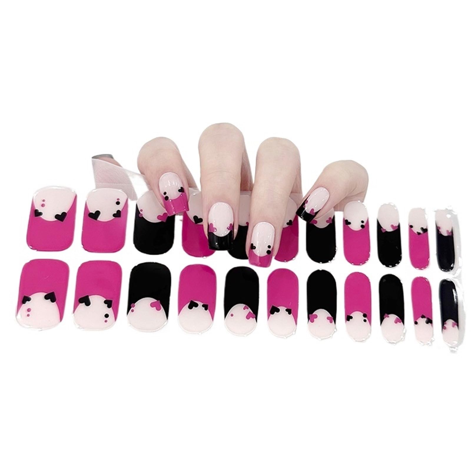 20 Tips Gradient Semi-Cured Gel Nail Stickers - Full Cover Nail Gel Polish Wraps - Press On Nails Decal(Color7)