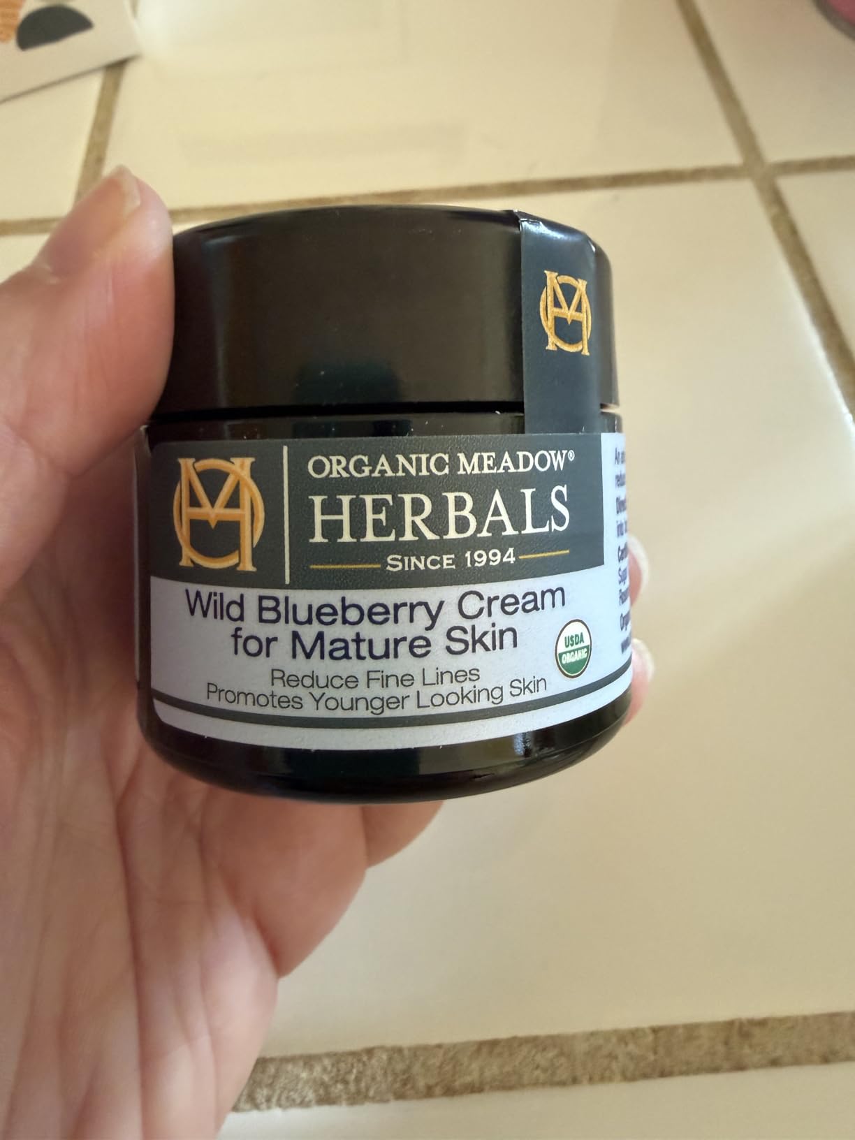 Organic Meadow Herbals Wild Blueberry Cream for Mature Skin (1.6 oz) - USDA Certified Organic. Promotes Younger-Looking Skin - Woman-Owned & Operated Since 1994