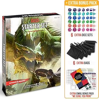 Dungeons and Dragons 5th Edition Starter Set with DND Dice and Complete Printable Starter Kit - Popular DND Rolling Board Game Fifth Edition - D&D 5e Beginner Gift Set - Adult Magic Pack
