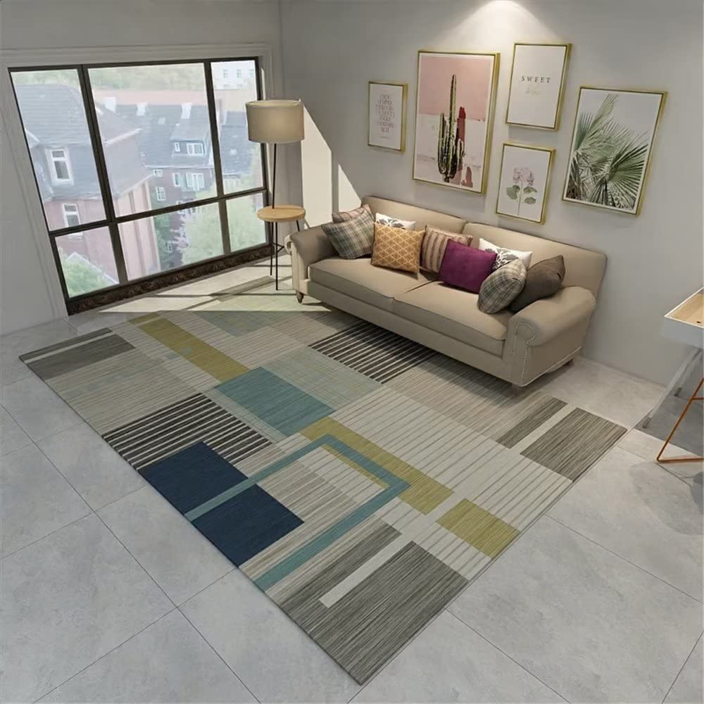 Tapis de salon bleu antidérapant de 200x300cm pour sécuriser le passage dans la maison