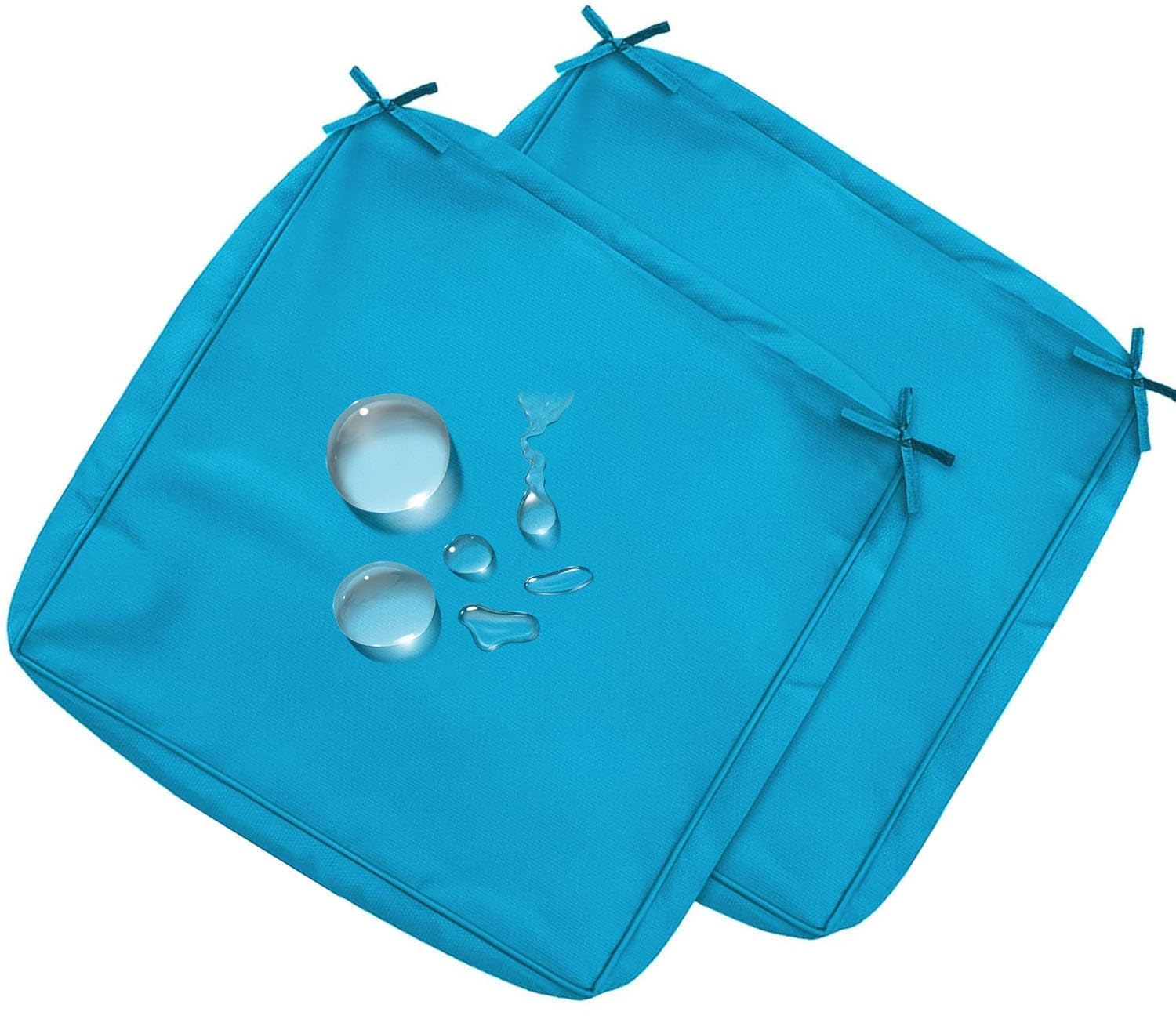 MSNCS 2/4PCS Patio Seat Chair Cushion Replacement Covers for Outdoor Furniture,Waterproof Couch Seat Cushion Slipcovers, with Zipper,Washable Cushion Protector(Lake Blue,60x60x10cm 2pcs)