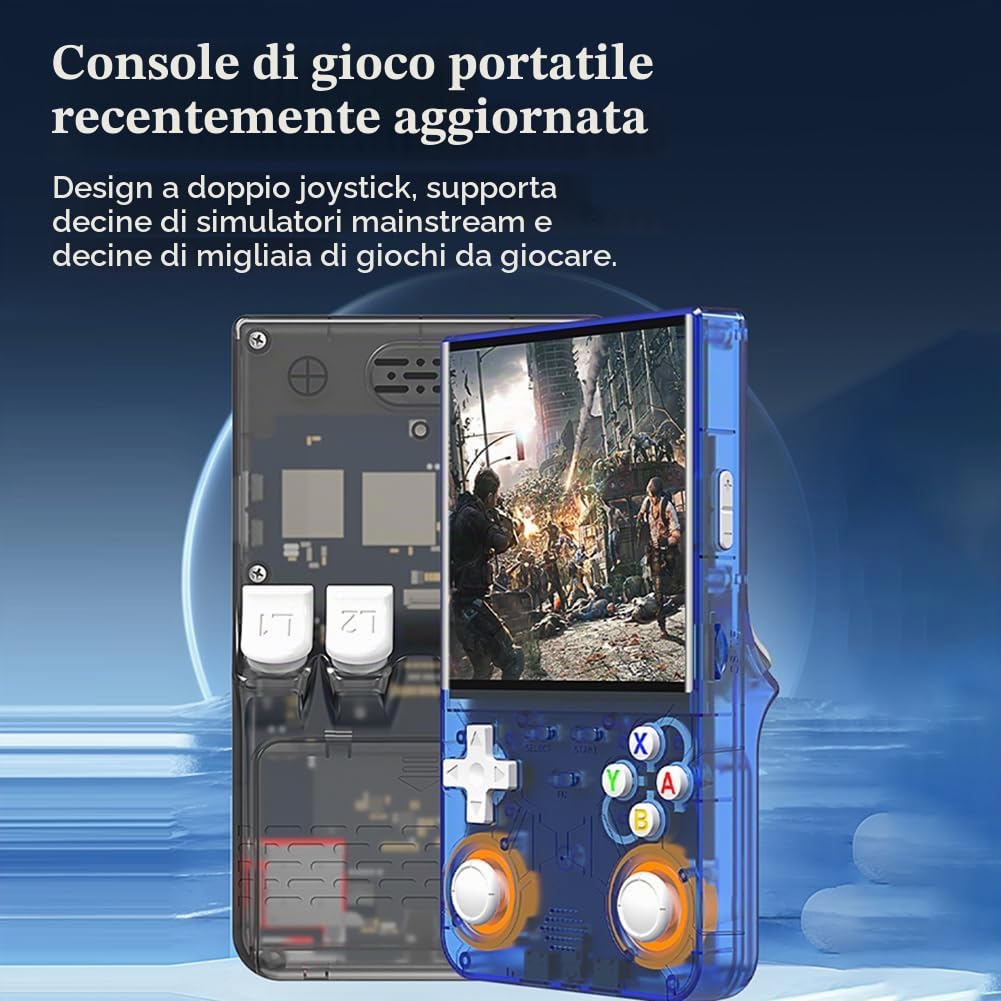 R36 - Console di gioco portatile ultra retrò con sistema Linux open source, schermo IPS da 4,0 pollici, scheda TF 64G/128G contiene oltre 15.000+/30000 giochi, abilitato WiFi, console emulatore