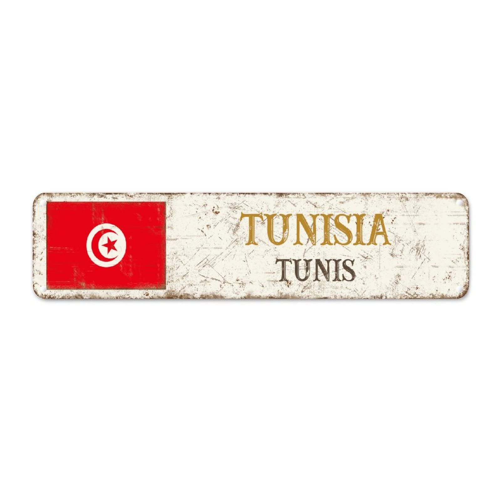 Cowkisssign Tunisia Flag Metal Sign Wall Art Capital City Tunis Vintage Metal Wall Decor Country Souvenir National Flag City Souvenir Metal Art Sign Quality Metal Sign For Front Porch Outdoor Bedroom 12X3in