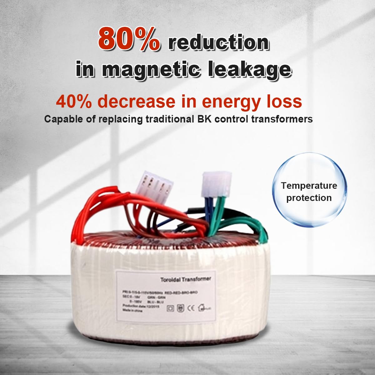 ATO 120VA Toroidal Transformer for Audio Amplifier, Single Phase, 110V to 2 * 6V, Power Toroidal Transformers, for Electrical Control, Medical Equipment