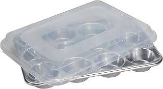 Nordic Ware Natural Aluminum Commercial Muffin Pan with Lid, 12 Cup