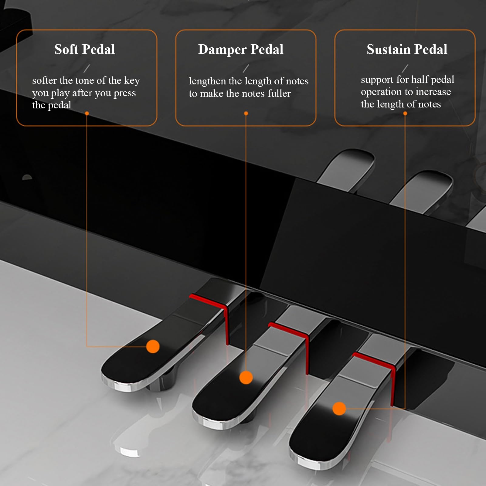 Pianoforte elettrico a 88 tasti con meccanismo a percussione, tastiera digitale verticale for uso domestico, pianoforte elettronico for adulti professionisti con 3 pedali, supporto USB-MIDI(Black)