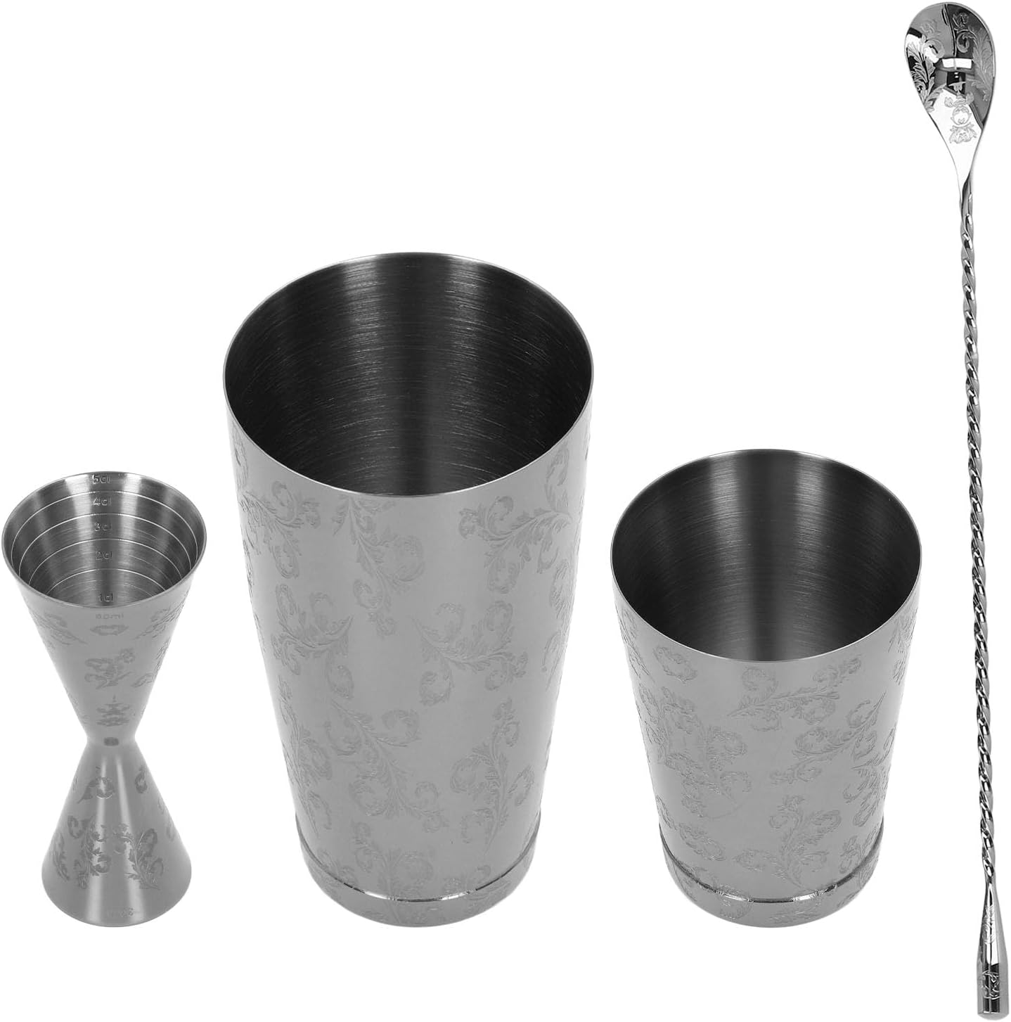 Stainless Steel Cocktail Strainer Set Boston Print Design for Multifunctional Bartending Activities with Durable Cocktail Strainer Set (Type 2)