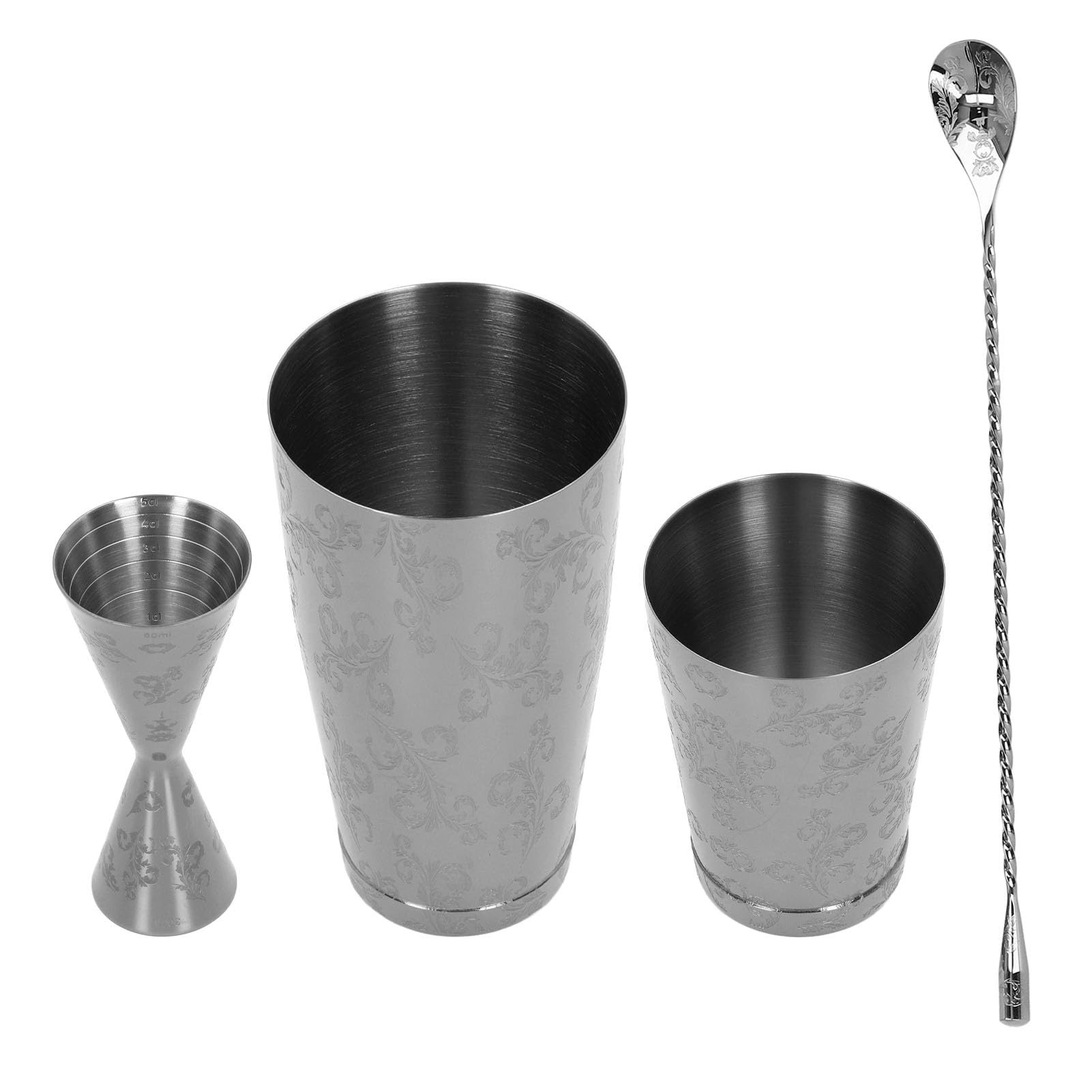 Akozon Cocktail Shaker Set, Edelstahl, Vintage-Druckdesign, 304 Material