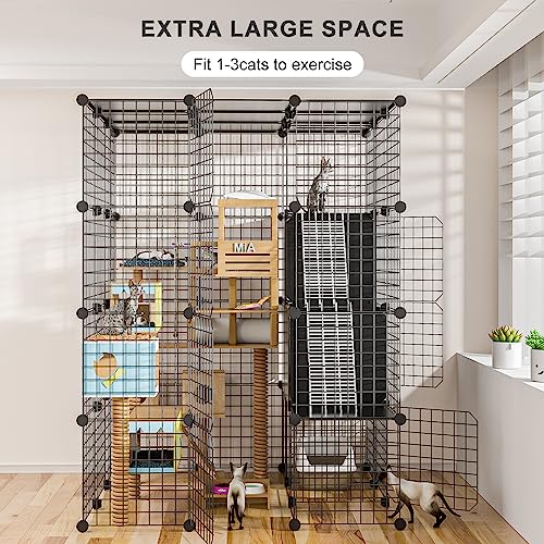 PAWING Gaiola grande para gatos interna - Gabinete de arame de metal para gatos com cubo de armazena