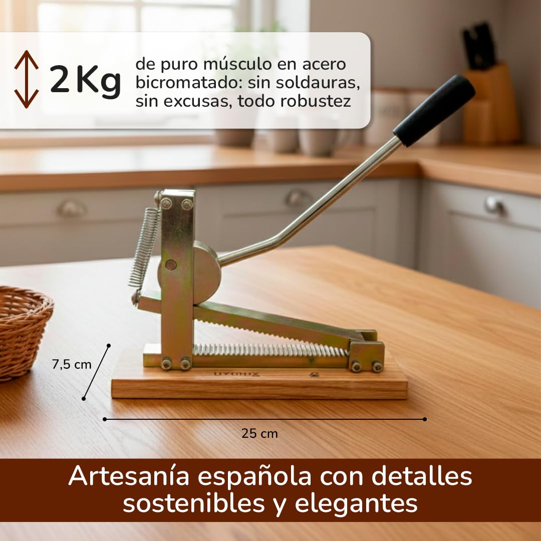 Triturador de Frutos Secos | Acero Bicromatado | Partidor de Almendras y Castañas | Cortador y Pelador de Frutos Secos | Multiusos | Acabado Único y Resistente | Estuche de Madera para Regalo