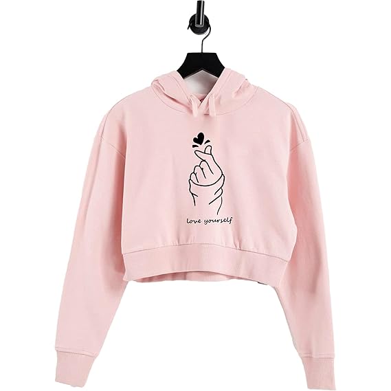 Be savage Womens Love Yourself Crop Hoodie Suitable for Summer & Winter