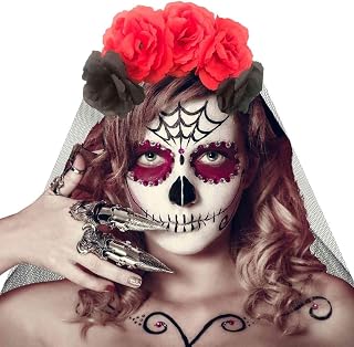 Tiara Caveira Mexicana Com Véu Halloween Carnaval Fantasia Caveira Mexicana Dia das Bruxas Animafest