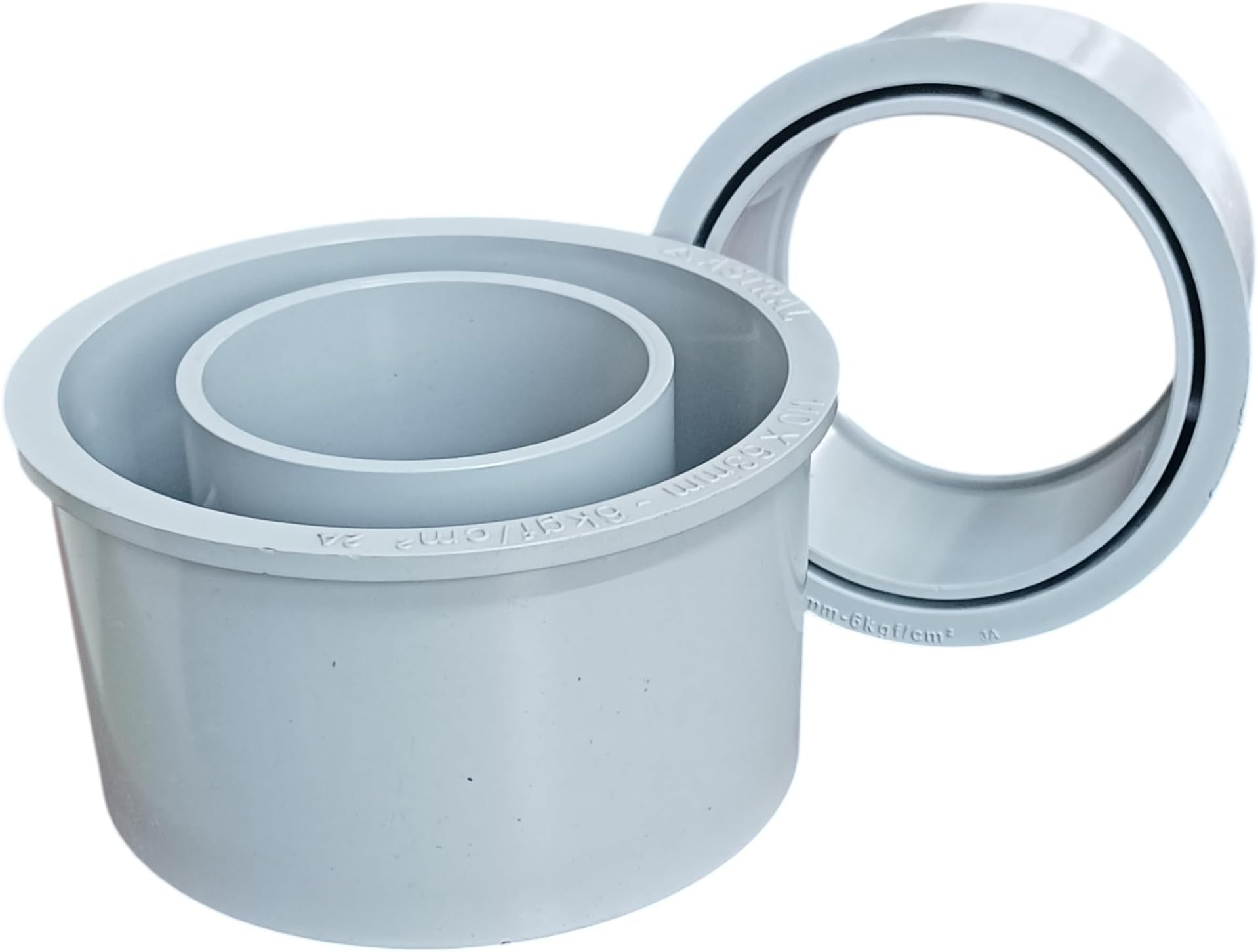 PVC Reducer Bush | Heavy Duty Pressure Rated 6 kgf/cm² | PVC Pipe Fitting for Water Supply & Plumbing | Leak-Proof, Corrosion Resistant (Pack of 2) (110mm X 63mm)
