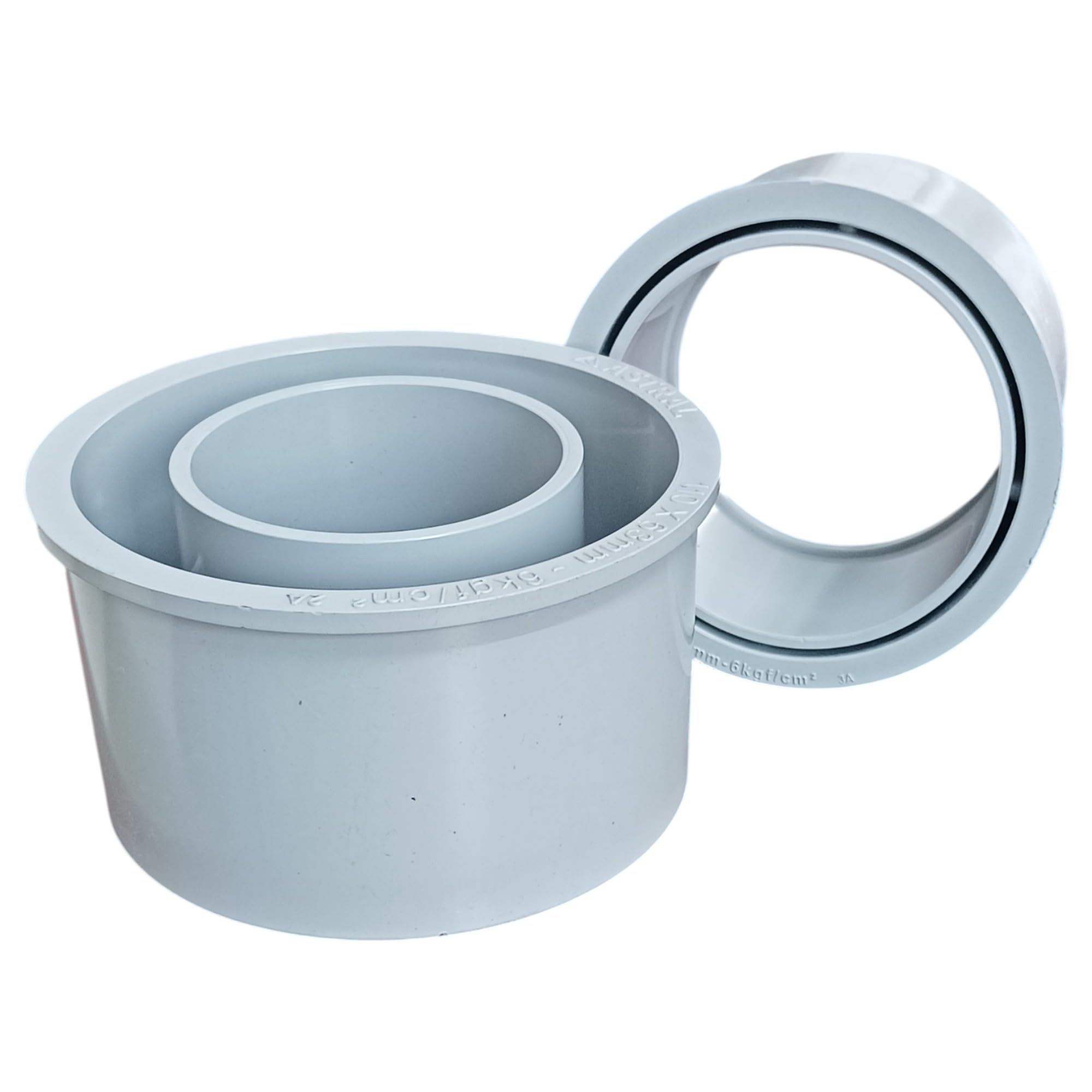 PVC Reducer Bush | Heavy Duty Pressure Rated 6 kgf/cm² | PVC Pipe Fitting for Water Supply & Plumbing | Leak-Proof, Corrosion Resistant (Pack of 2) (4" X 2" (110mm X 63mm))