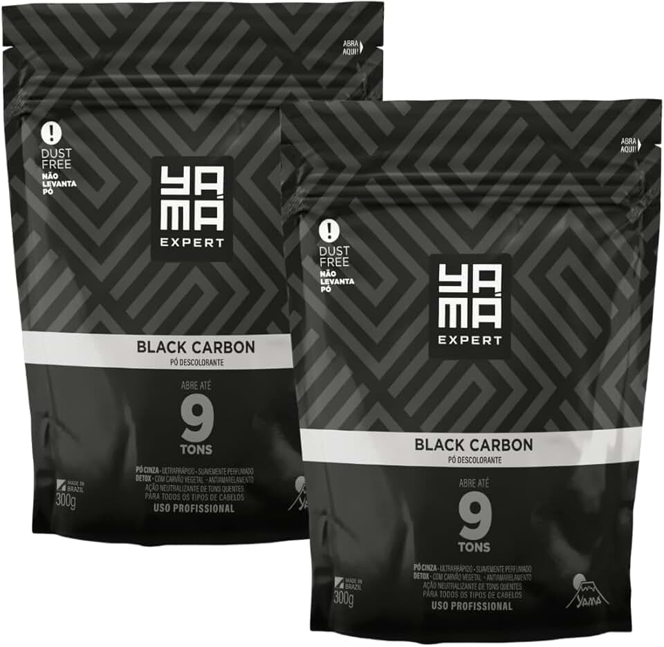 Kit 2 Pó Descolorante Black Carbon Profissional 9 Tons Efeito Rápido Yama Refil 300g