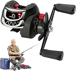 Carretilha de Pesca Profissional, 18+1 Rolamentos, Ratio 7.2:1, Sistema Anti-Reverso e Freio Magnético, Preta