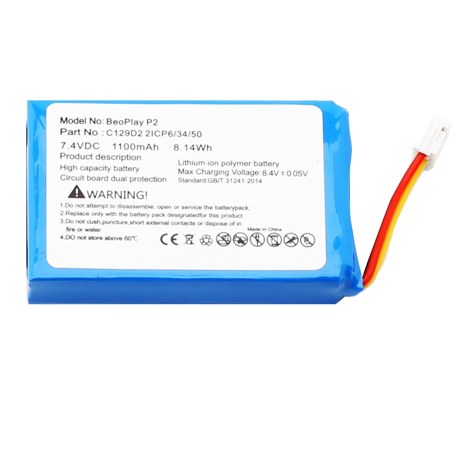 Adatto per B&O Beoplay P2 batteria audio Bluetooth (polimeri di litio 7,4 V 1100 mAh)