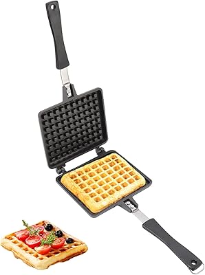 Cast Aluminum Waffle Mold Non Stick Baking Pan Universal Square Waffle Maker Housewarming Gift for Indoor Outdoor Use Breakfast Lunch Dinner