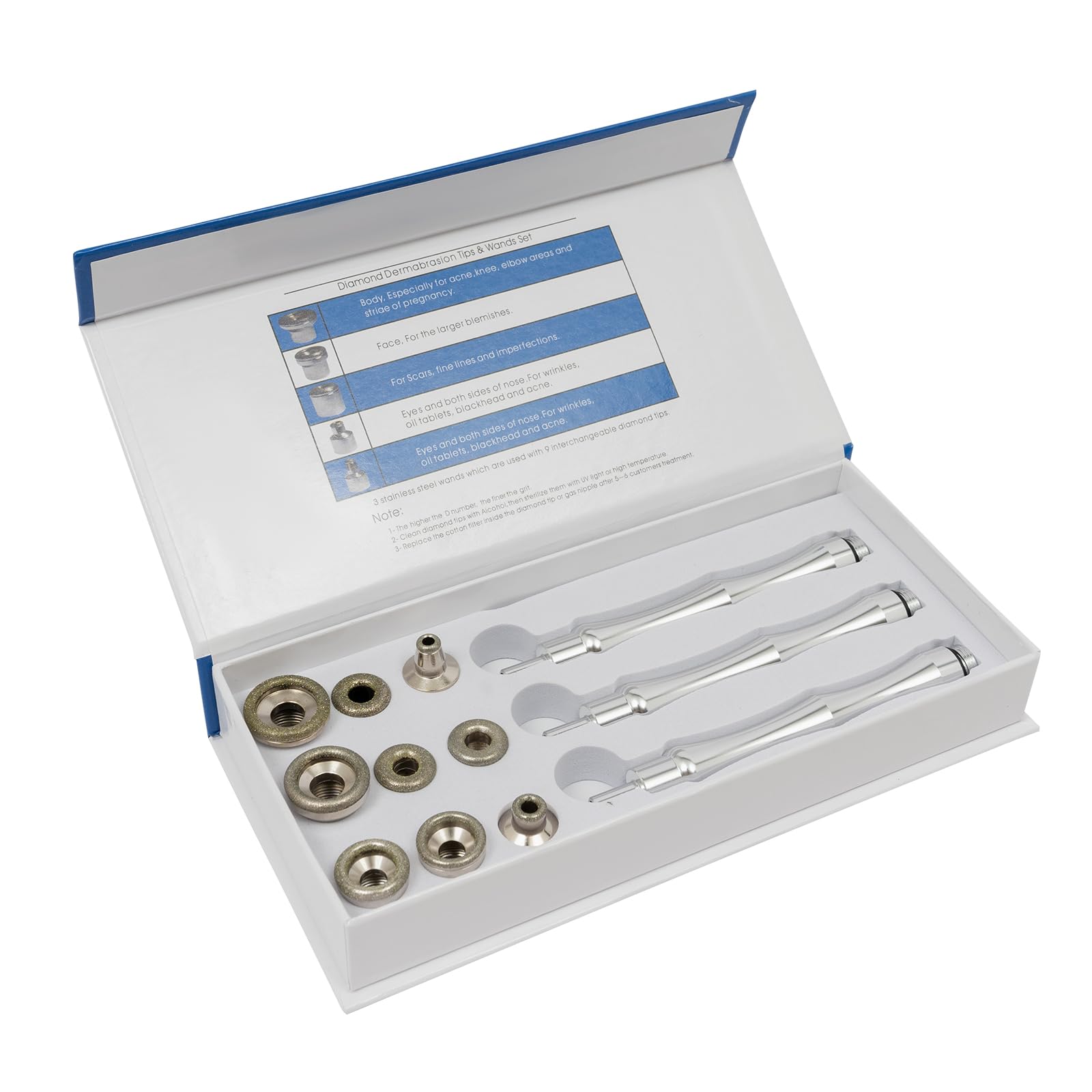 Máquina de dermoabrasión de microdermoabrasión de diamante 3 en 1,9 puntas de diamante,Succión ajustable,Cuidado integral de la piel,Limpio e hidratado