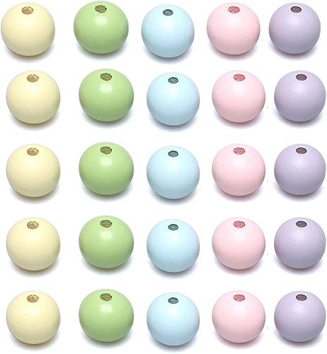 Miniatura 76 de Cuentas de madera redondas blancas de 0.394 in, 300 cuentas sueltas pintadas con espaciadores suaves para manualidades, collares y pulseras
