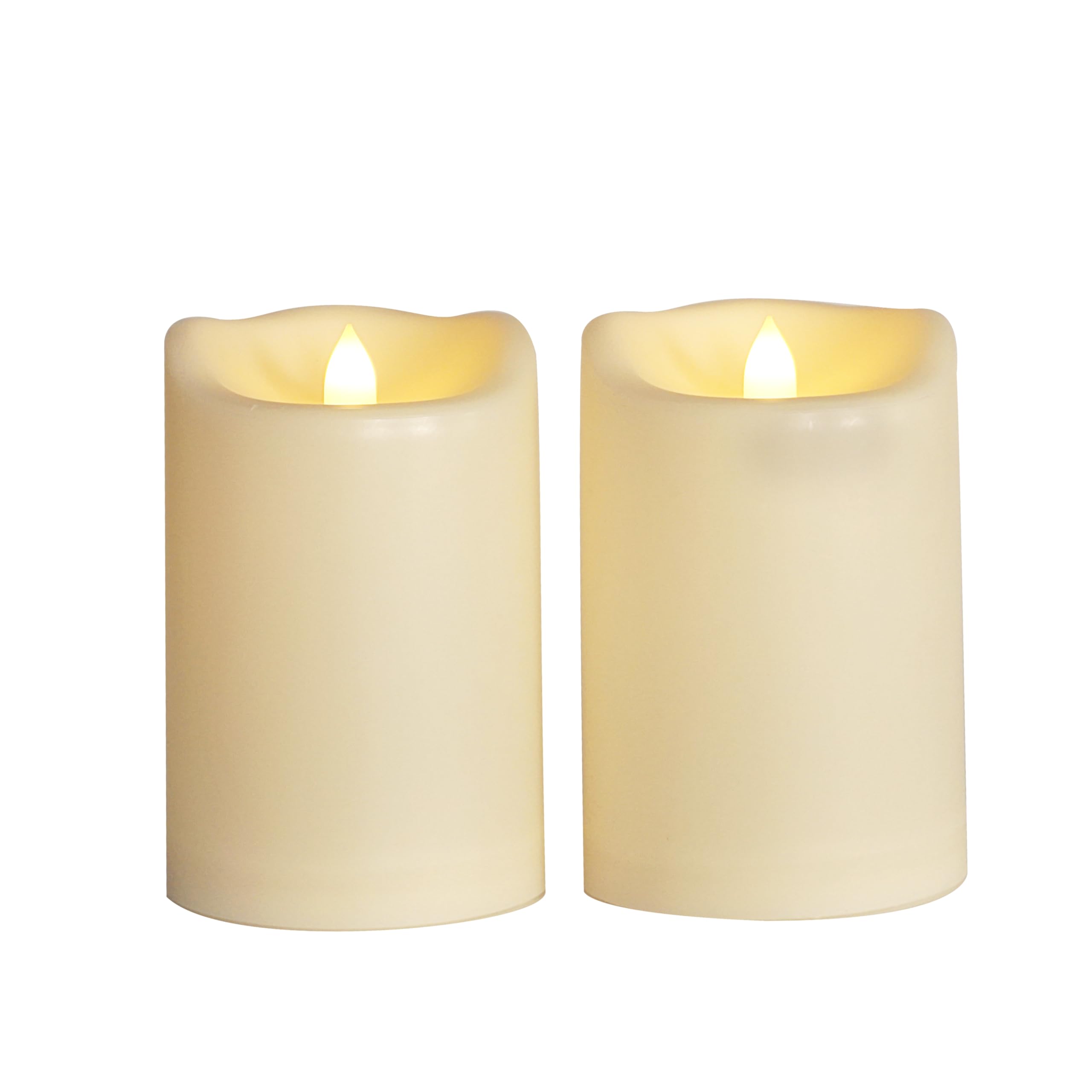CANDLE CHOICE Large Waterproof Outdoor Battery Operated Flameless Candles with Timer Realistic Flickering Plastic Electric LED Pillars for Lantern Garden Yard Halloween Christmas Decorations 4x6 2PCS