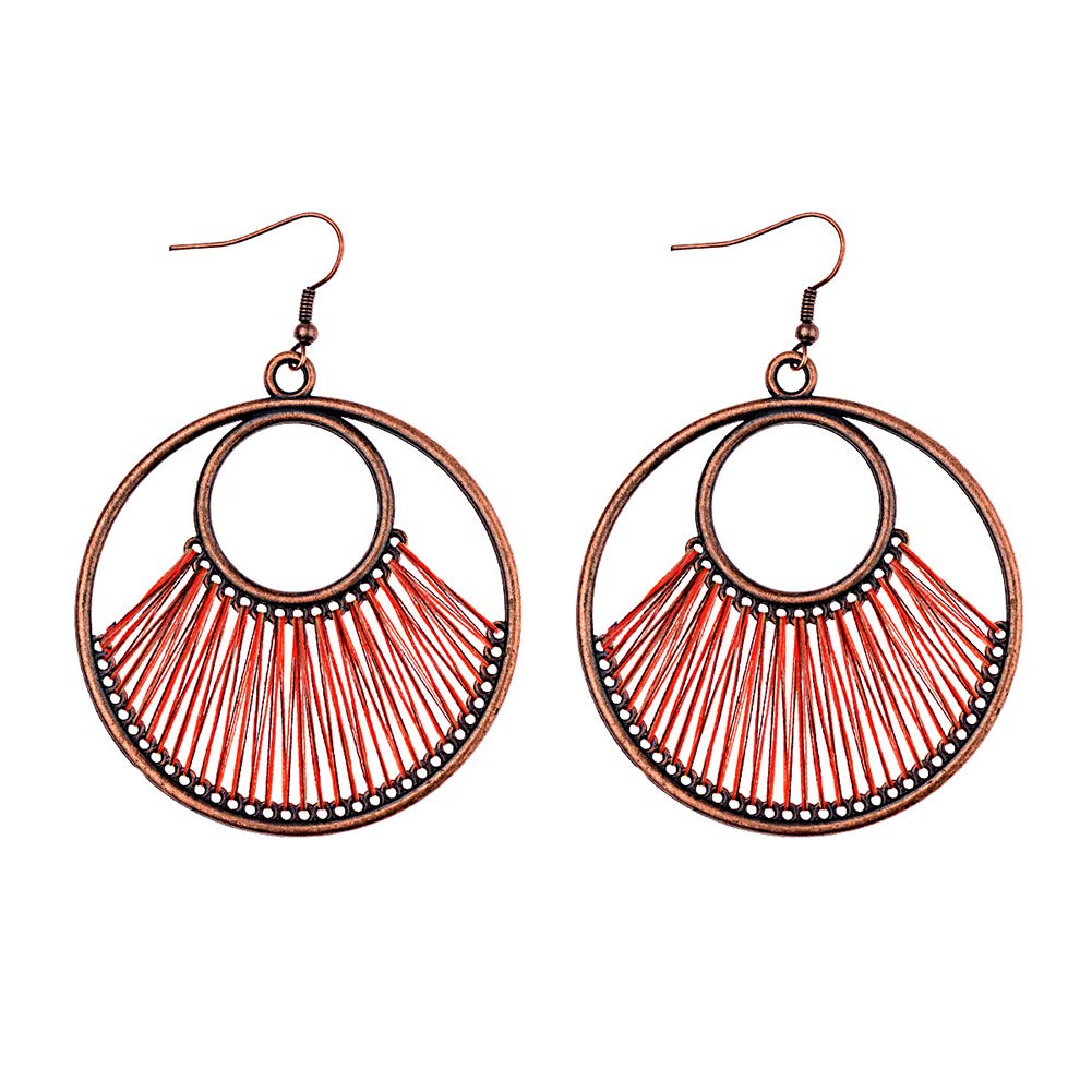 Infgreate Bohemia Circular Line Fan Ear Hooks Statement Women Earrings Party Jewelry Gift Beautiful And Lovely Jewelry Red